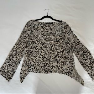 Zara Silk/Satin Leopard Print Blouse